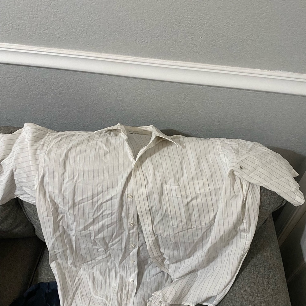 white stripper button down shirt